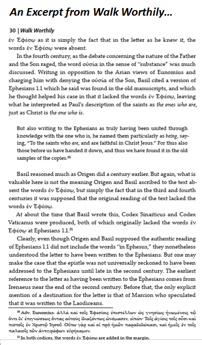 Walk Worthily, A Commentary on Ephesians